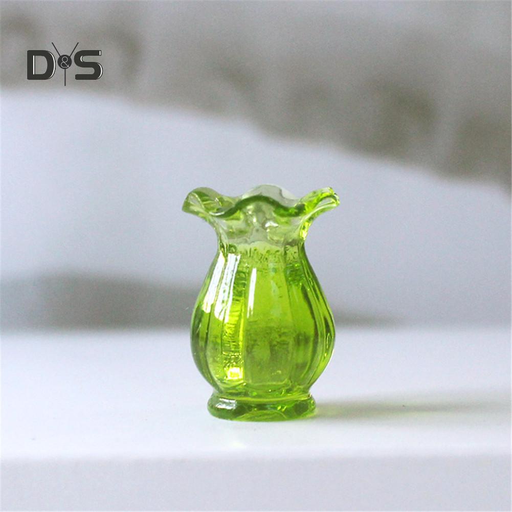 Миниатюрная стеклянная кружевная ваза с цветами разных цветов для кукольных домиков