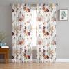 Thanksgiving Pumpkin Maple Leaf Living Room Bedroom Transparent Sheer Curtains Holiday Decoration Window Voile Tulle Curtain