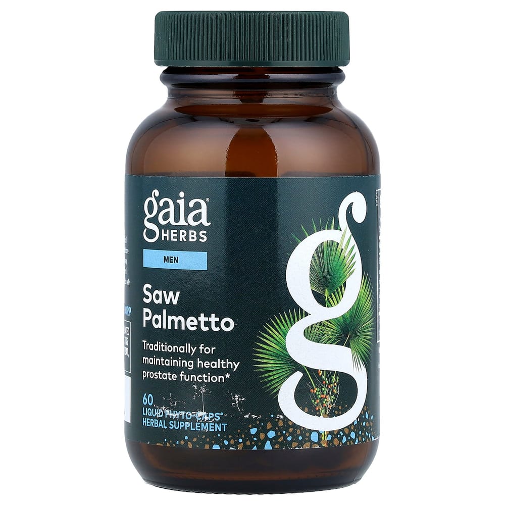 Gaia Herbs Men's Saw Palmetto Vegan Liquid Phyto-Capsules, 60 Count