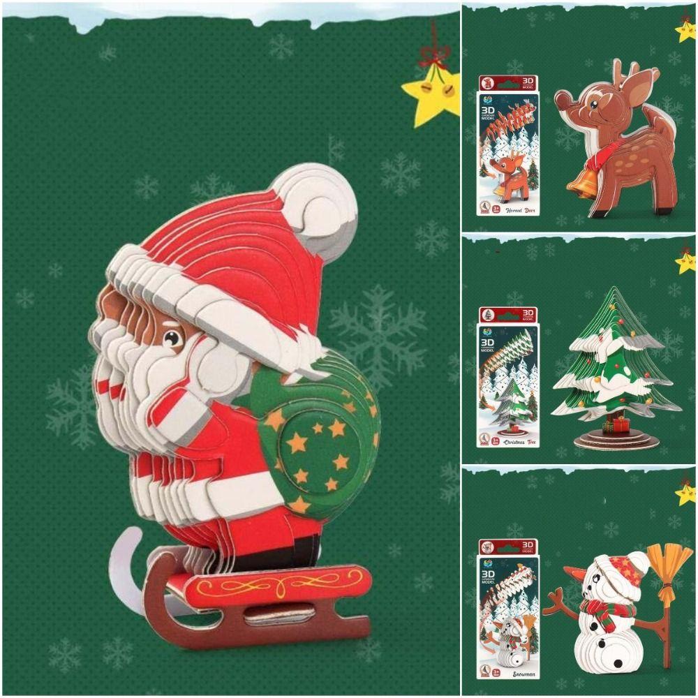 Трехмерная рождественская 3D бумажная головоломка, модель снеговика, животное, игрушка, 3D картонная модель для малышей