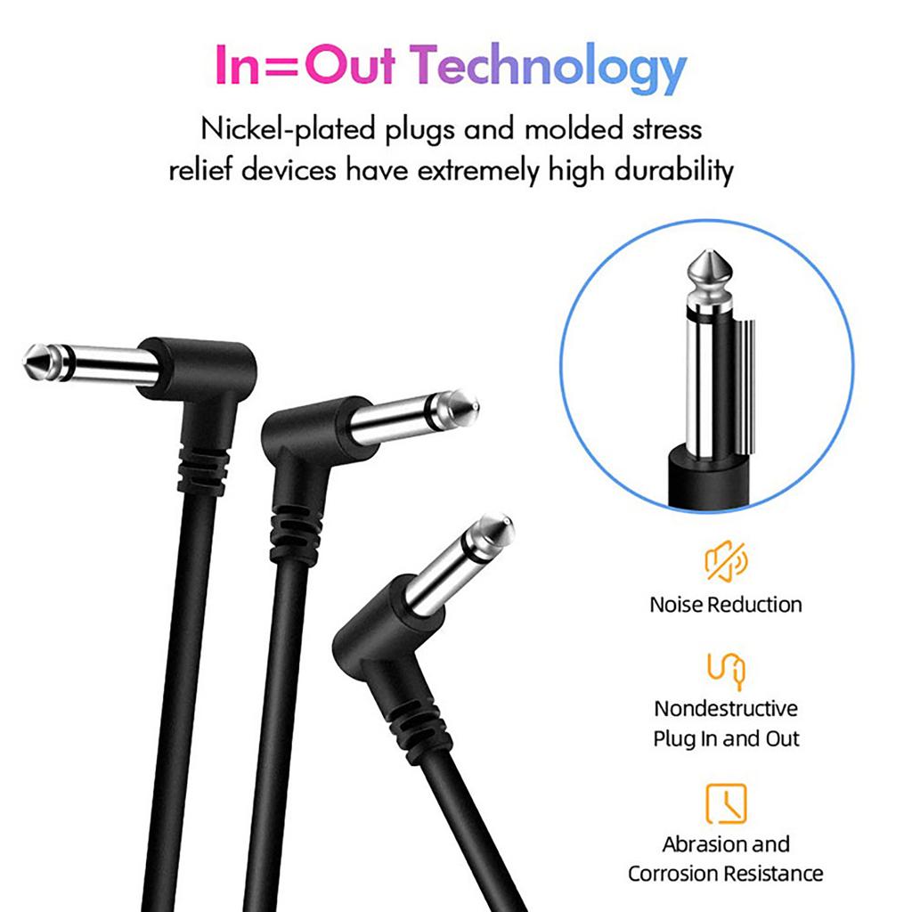 3 шт. Патч-кабель для гитары Кабели для педалей гитарных эффектов Бесшумные Прямоугольные Аудиокабели Замена Деталей Электрогитары