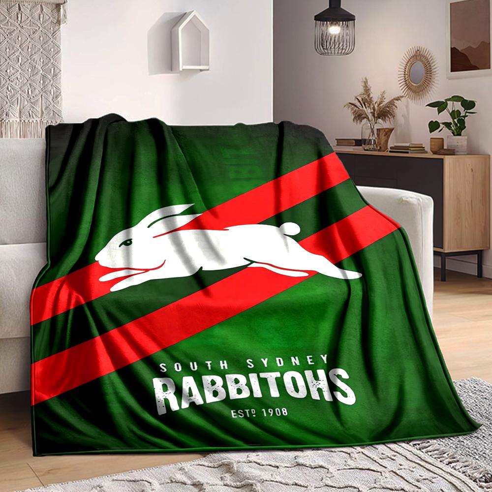 1Pc Rabbitohs Rugby Team Emblem Blanket Soft And Comfortable Casual Warm Camping Travel Christmas Halloween Xmas Gift M92412