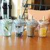 Sealed Lid Tumbler for Women Transparent Straw Cup, with Sequins Decor And Leak Proof Cute Milk Tea Cup Girls Lid, Reusable Plastic Sippy Students