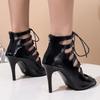 Новые Сексуальные Женские Черные Туфли на Высоком Каблуке Пикантные Ботильоны с Открытым Носком Женская Обувь Латиноамериканские Танцы Уличные Сексуальные Шпильки Ботильоны С Вырезами