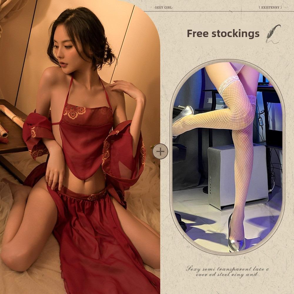 Sexy Lingerie Sexy Ancient Hanfu Republic of China Style Embroidered Pajamas Hot Uniform Seduction Suit