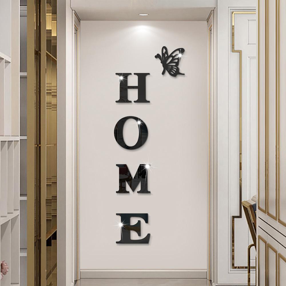 HOME Home Logo 3D Mirror Wall Sticker, Entrance Decoration, Home Decoration