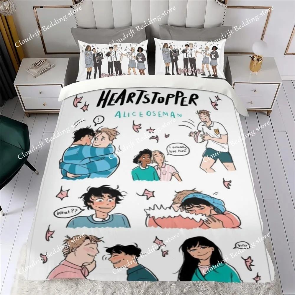 Cartoon Duvet Cover TV Heartstopper Pillowcase Bedding Set Adult Boys Girls Bedroom Decoration Children Gift Single Double Siz