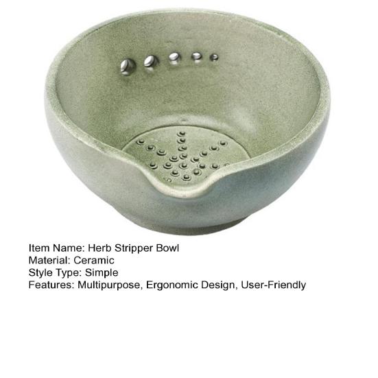 Herb Stripping Bowl Ceramic Herb Leaf Remover Garlic Grinding Bowl Multi-Use Kitchen Herb Stripper Tool for Mincing Garlic Ginger Grating
