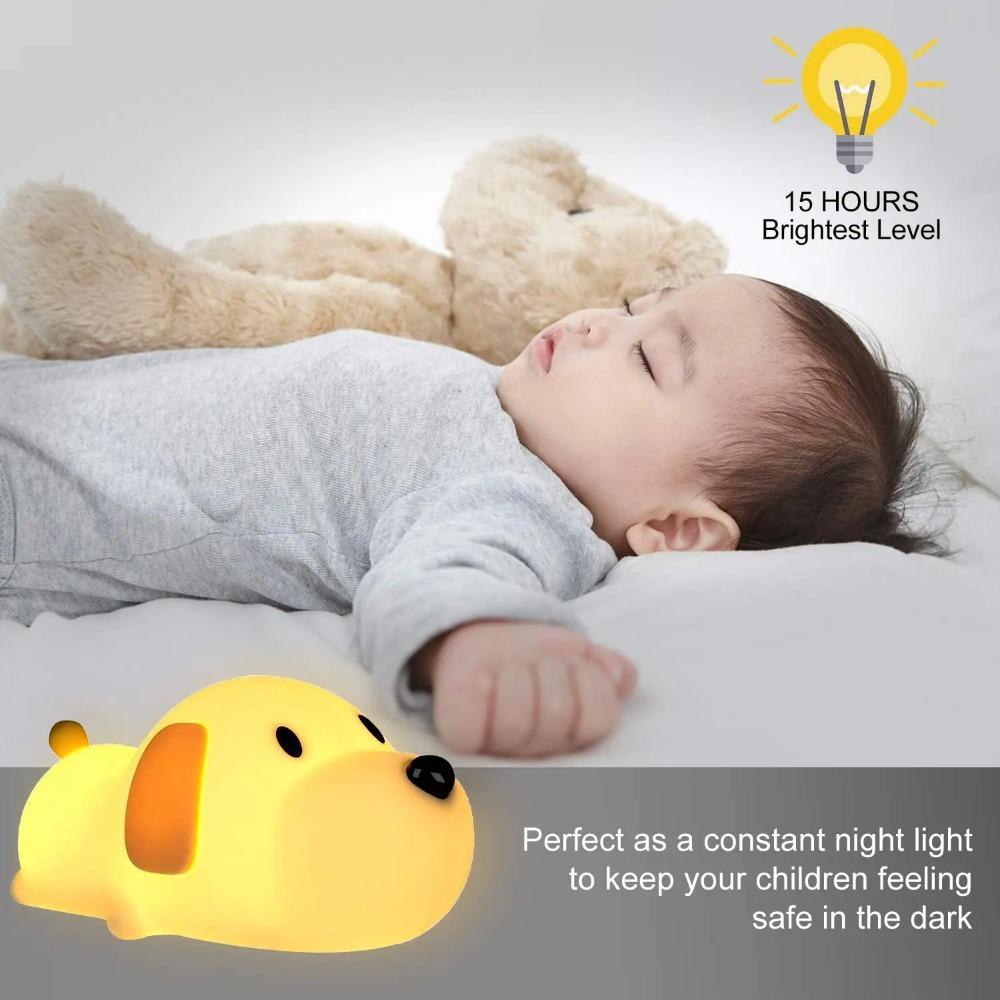Silicone Puppy Night Light Dimmable Animal Lamp Baby Toy Papa Puppy Night Lamp Bedroom Decor