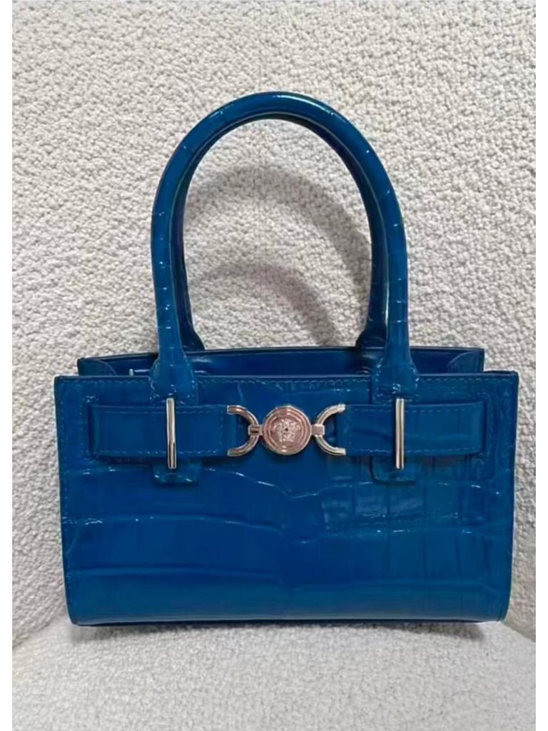 Сумка-тоут и сумка через плечо из натуральной кожи с тиснением под крокодила в стиле Чжао Лусы