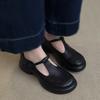 Soft Leather Version~ Retro Simple Round Head Platform Mary Jane Shoes Women's Commuting Versatile Casual Black Small Leather Shoes Single Shoes