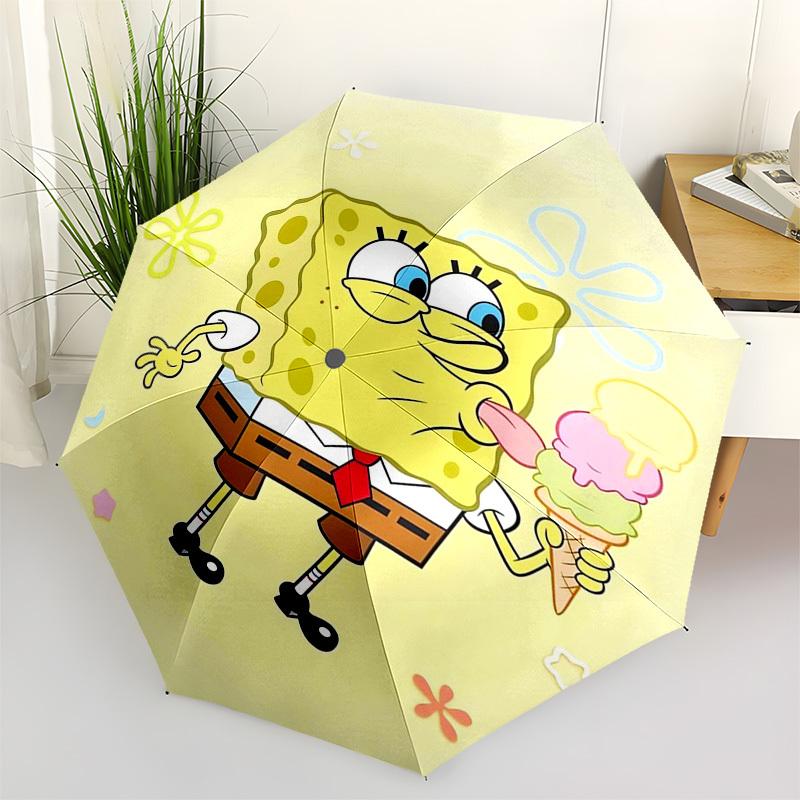 1pc SpongeBob Ice Cream Cone Umbrella with Plastic Handle,Suitable for All Seasons Home Travel Outdoor UmbrellaFP035