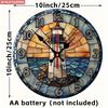 Lighthouse Stained Glass Clock. Nautical Silent Decor for Living Room, Bedroom or Kitchen.