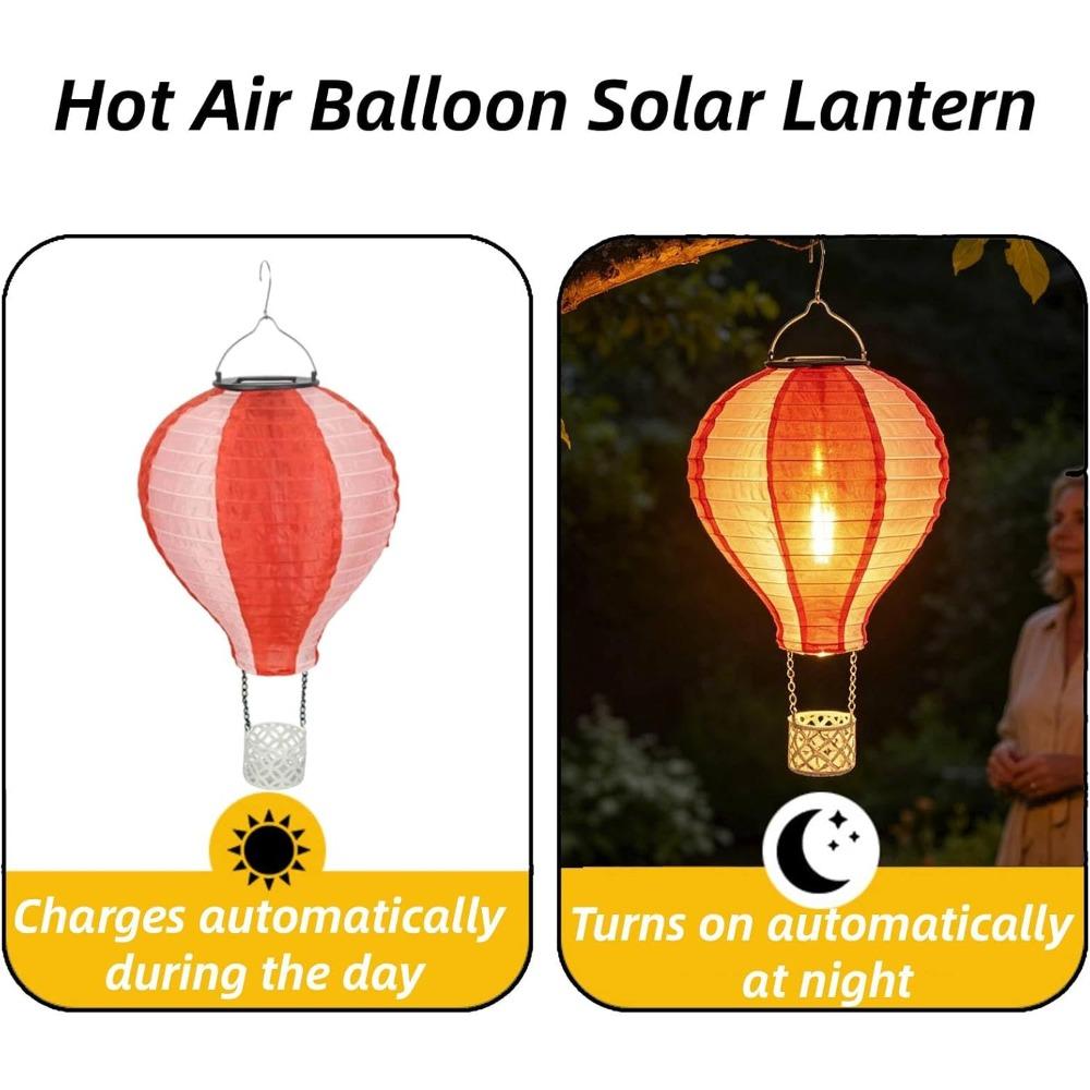 Hot Air Balloon Solar Lantern,Flickering Flame Hanging Solar-Powered LED Lights for Garden Decor,Waterproof Decorative Lights
