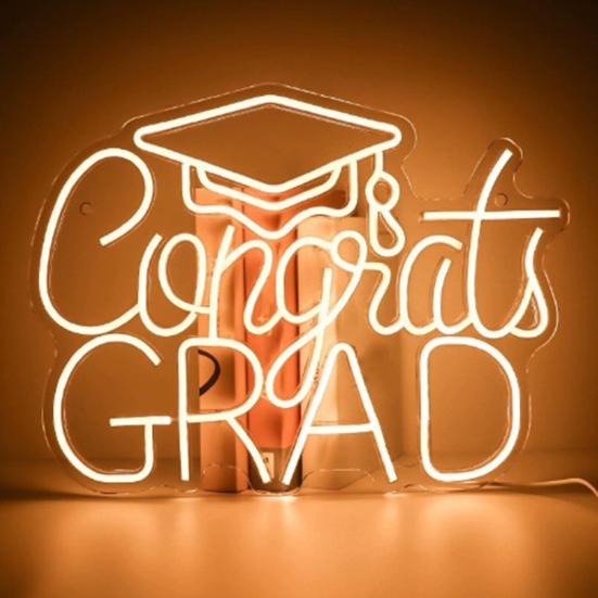 Светодиодная неоновая вывеска Congrat Grad, не мерцает, яркость регулируется, питание от USB, ночник Congrat Graduation Sign