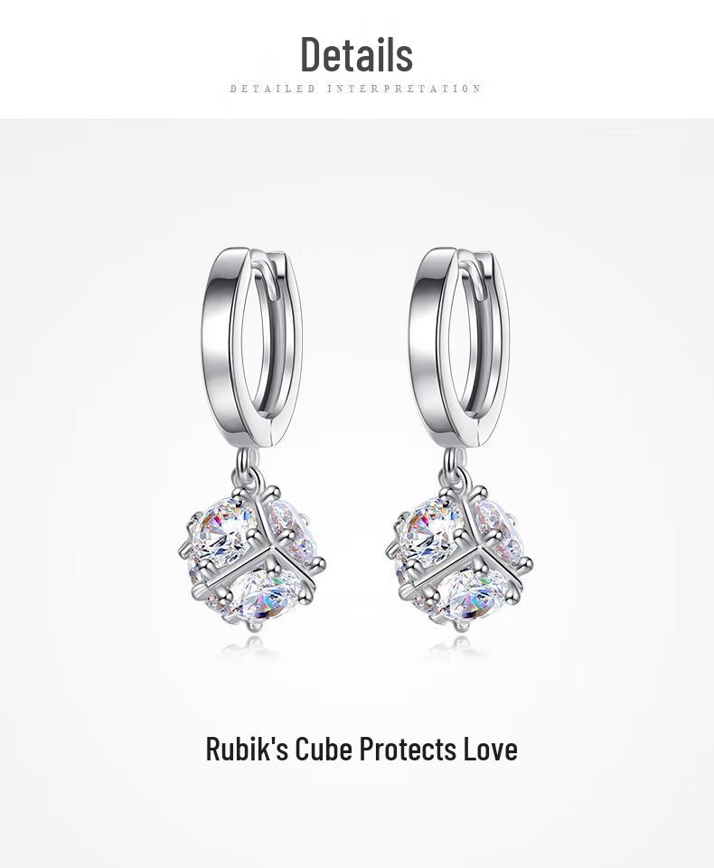 Magic Cube S925 Silver Earrings - Light Luxury Trend, Ideal Christmas/Birthday Gift for Girlfriend or Bestie