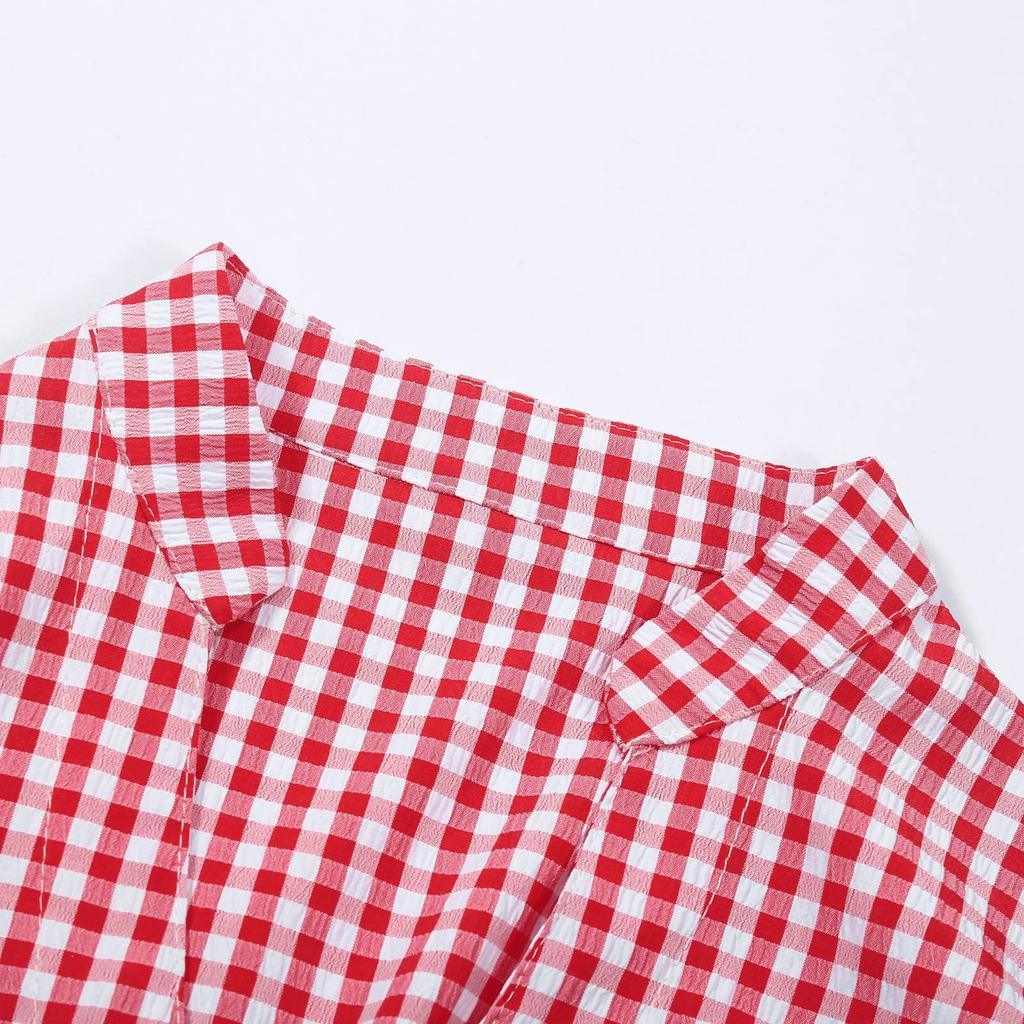 Традиционная женская повседневная клетчатая рубашка с коротким рукавом для пивного фестиваля