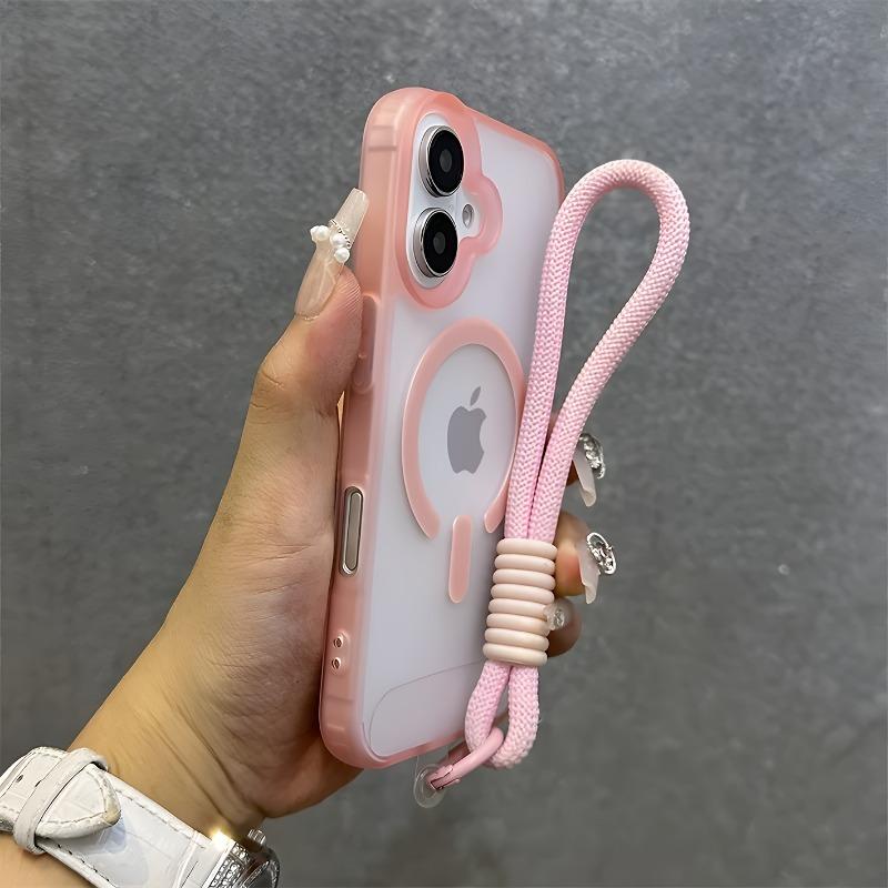 Роскошный магнитный ремешок Прозрачный чехол Для iPhone 16 15 14 13 12 Pro Max 16 Plus Для Magsafe Беспроводная зарядка Матовая задняя крышка
