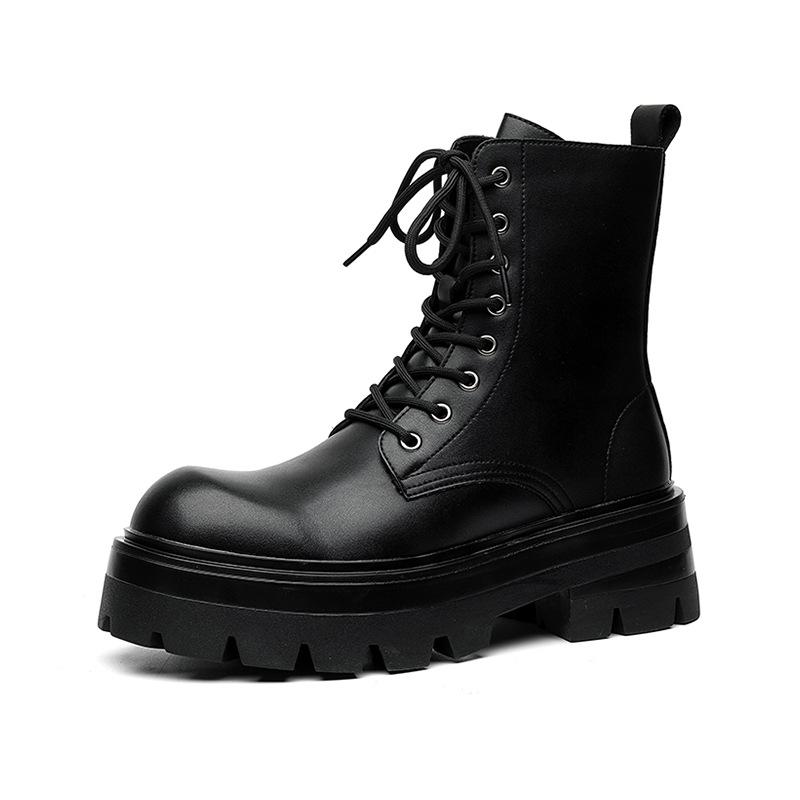 Мужские роскошные модные ботинки на платформе на шнуровке из натуральной кожи весенне-осенние ботинки сценический ночной клуб стильные высокие мотоботы