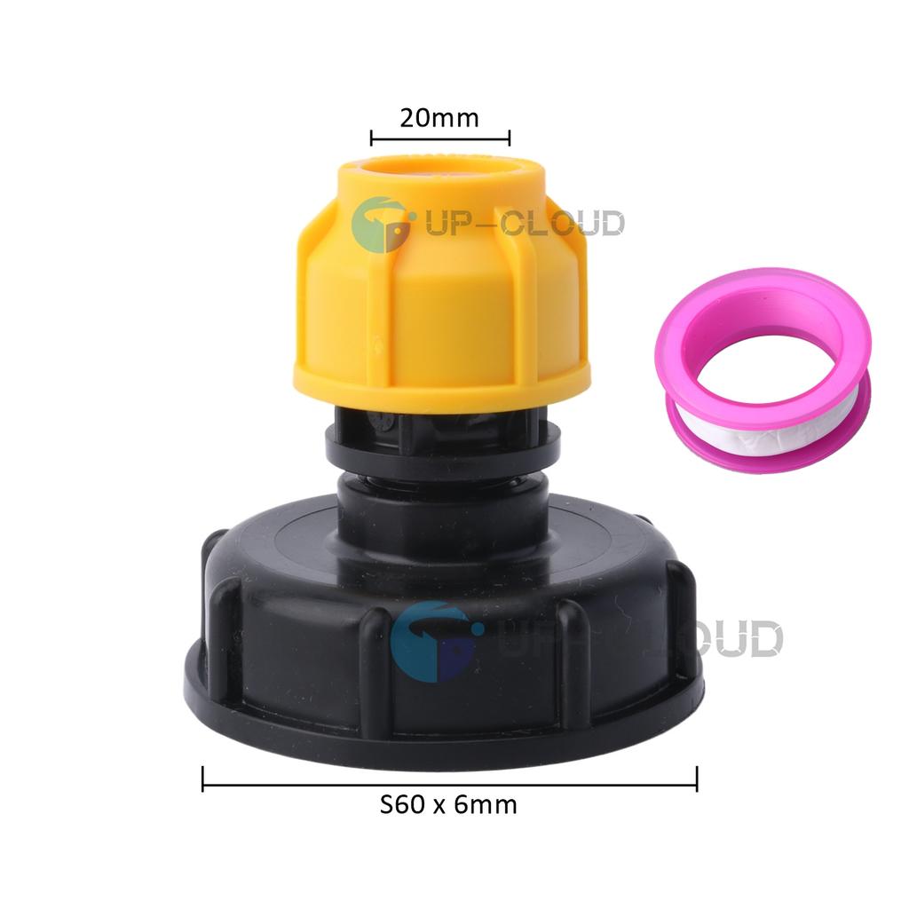 IBC Tank Adapter S60 x 20mm/25mm/32mm PE/PVC Pipe Connector Elbow & Tee Fittings For Garden Farm Irrigation Joints