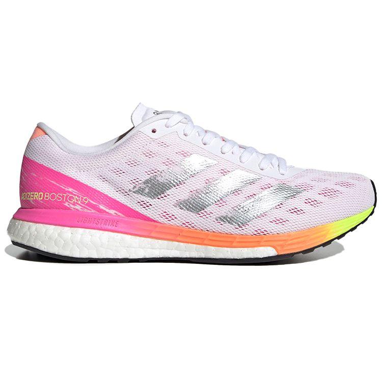 adidas Adizero Boston 9 White Screaming Pink Женские кроссовки Cloud-White Silver-Metallic H68744