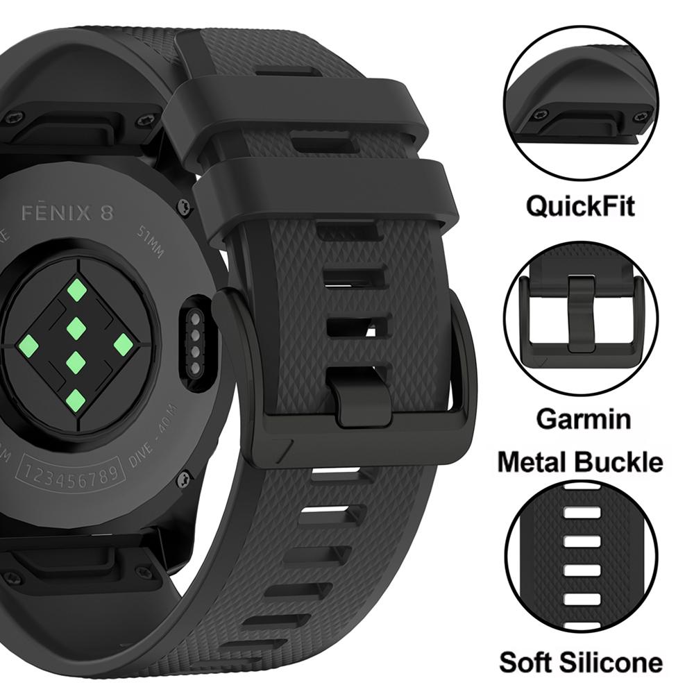 Силиконовый ремешок QuickFit 22 мм 26 мм для часов Garmin Fenix 8pro 7 7X E 6X 6 Pro 5 5X Plus Epix/Enduro/Descent Mk2i/Instinct 3