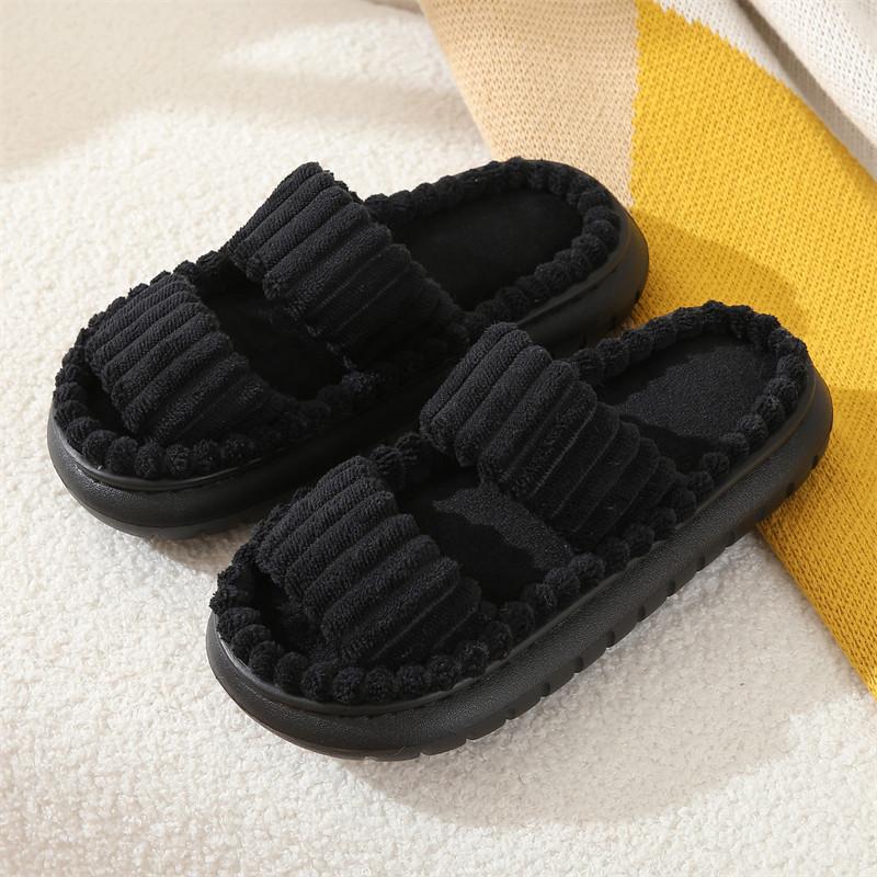 New Corduroy Cotton Slippers Women's Home, Spring and Autumn Home Heating Indoor EVA Thick Bottom Cotton Mop