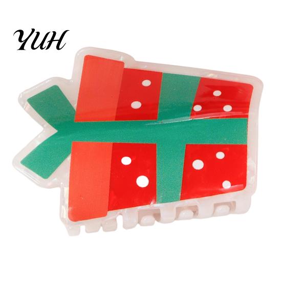 Christmas Hair Claw Clips Clip for Women, Acrylic Festive Accessories with Elk Santa Snowflake Cute Gift Girls Patterns, Non Slip Strong Hold Styling