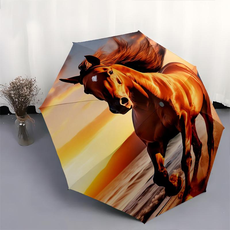 Horse, Sunset- Automatic Umbrella,Suitable for Men and Women,Suitable for Birthdays, Christmas, Gifts for Fashion Lovers0921b