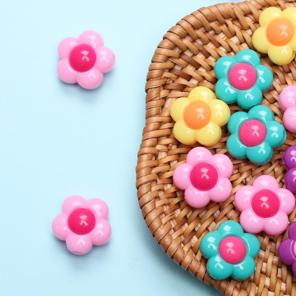 Hanmade Jewelry Accessories for Bracelet Necklace Making Acrylic Flower Loose Beads Creative Pendant 30Pcs Fashion Solid Color