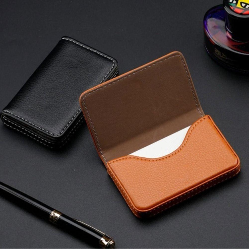 PU Leather Card Case Luxury Name Card Pocket New Card Holder Gift