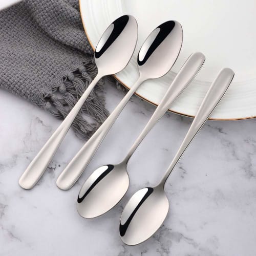 Buyer Star Dinner Spoons, Set of 6 Stainless Steel Spoons, 18.5cm, Stylish Stainless Steel with a Mirror Finish and Thick Walls, Ideal for Curry, Soup