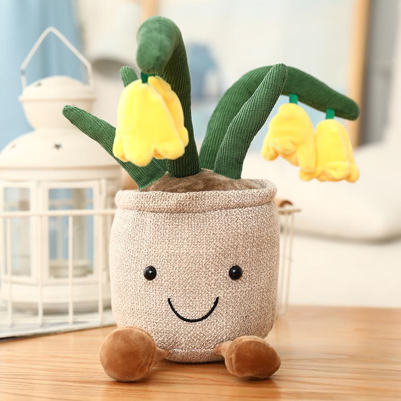 25cm Simulation Cartoon Plant Pot Series Plush Doll Succulent Tulip Lily Plush Toy Home Decor Living Room Bedroom Gift For Girls