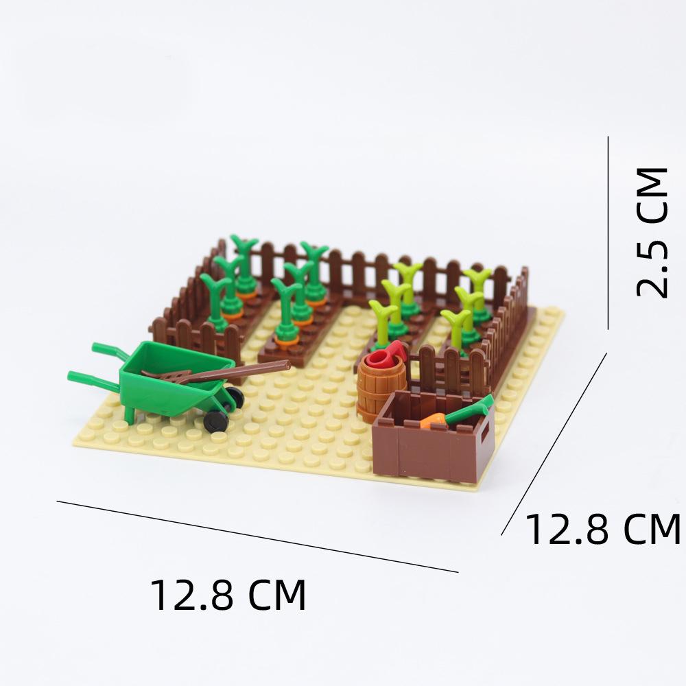 MOC Игрушки Сборка Сельскохозяйственные Животные Строительные Блоки Городской Пейзаж Курятник Цветы Огород Животная Сцена Блок