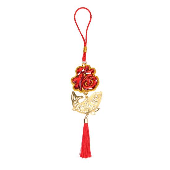 Chinese New Year Decoration Red Hanging Tassel Ornaments Lucky Fu Pendants for Home Office Car Trees Spring Festival