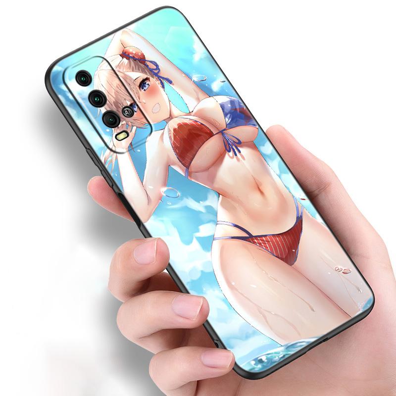 Аниме сексуальный силиконовый чехол-бикини для телефона Xiaomi Redmi Note 11 10 9 8 Pro 11T 10T 10S 9S 8T 9 9A 9C 9T черный мягкий чехол