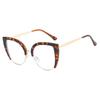 Cat Eye Half Frame Large Frame Flat Light Mirror Anti Blue Light New European & American Anti-Reflection Glasses Ins Retro Trend