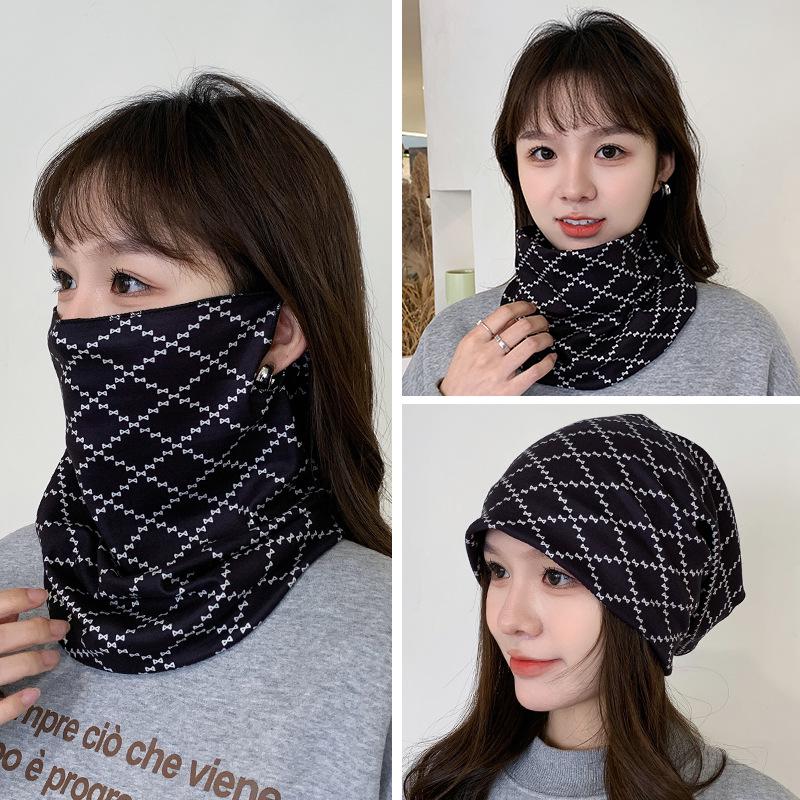 Women's Autumn & Winter Plush Face Mask Neck Protector: Windproof, Warm, and Versatile Scarf Set for Outdoor Cycling