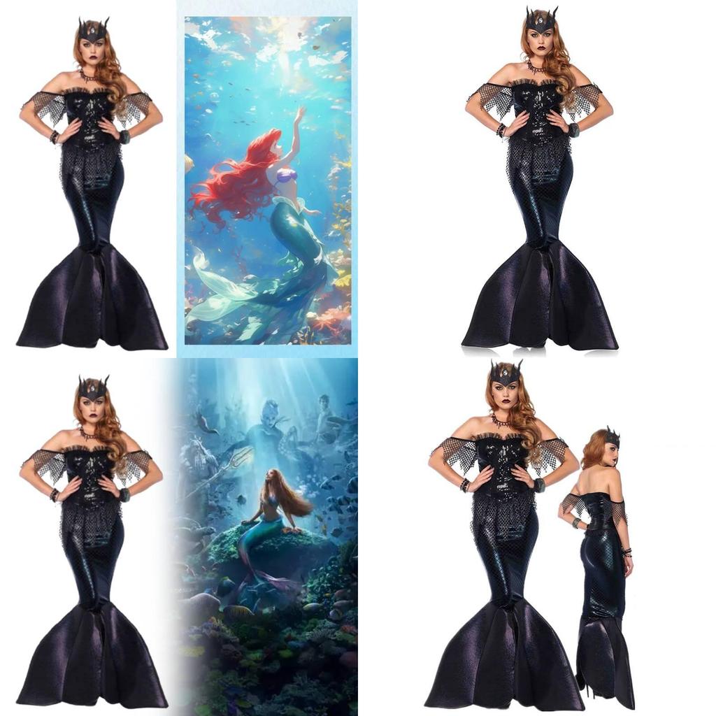 Костюм принцессы-русалки с длинным платьем на тему горячего фильма для сценического выступления и ролевой игры