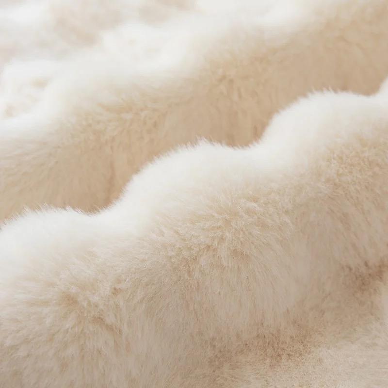 Shaggy Faux Rabbit Fur Plush Area Rug Soft Bubble Velvet Bedroom Bedside Living Room Fluffy Washable Rugs Home Decoration