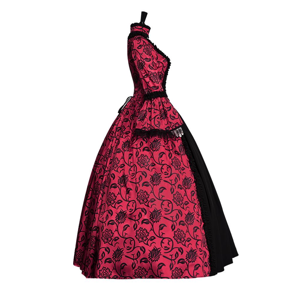 Medieval gothic women's clothing, court vintage print dress cosplay cosplay cos clothing factory