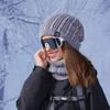 Winter Outdoor Warm Hat Scarf Two-piece Set Fleece Ear Protector Pullover Hat Women's Cold-proof Knitted Wool Hat