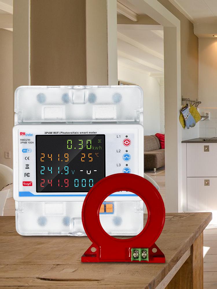 Умный трехфазный WiFi автоматический выключатель Tuya с 4P, цветным экраном, удаленным мобильным управлением и защитой от утечки