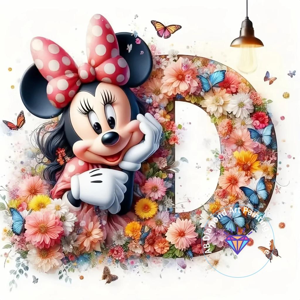 Mickey Mouse Minnie Letter Diamond Painting Kit 5D DIY Diamond Embroidery Cross Embroidery Handmade Art Gift Home Decoration