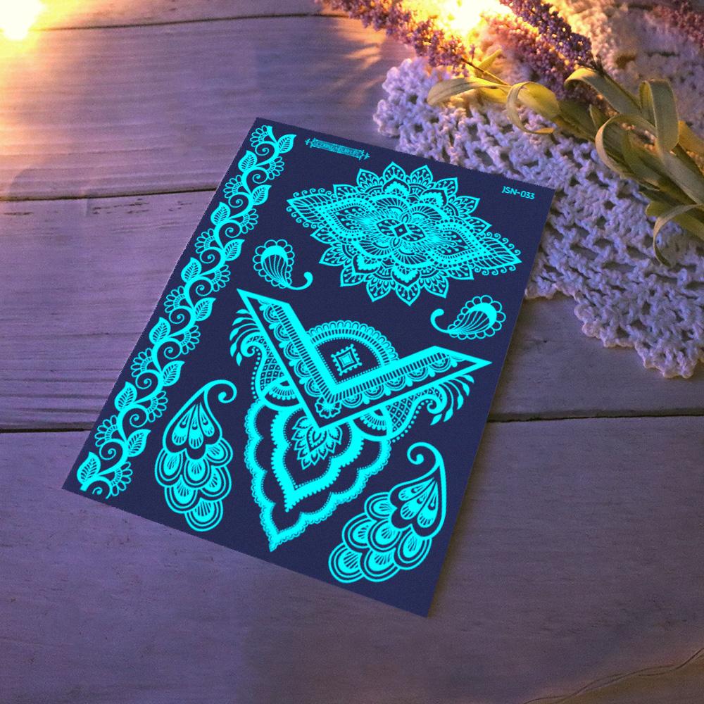 1 лист белой хны для татуировки, светящаяся синяя временная татуировка для руки