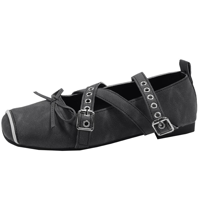 Туфли-лодочки в стиле ретро-балетки с плоским дном и небольшим горлом, женские, новинка 2025 года, универсальные, с юбкой и квадратным носком, туфли Мэри Джейн