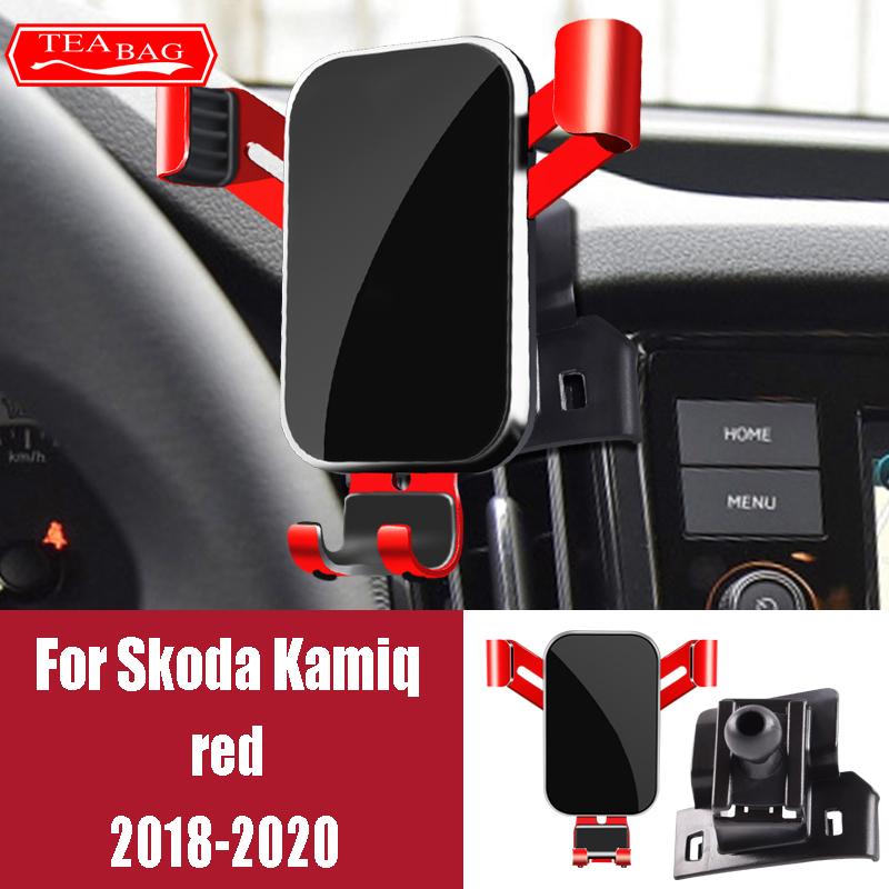 Adjustment Car Mobile Phone Holder For Skoda Kodiaq Karoq Kamiq 2017-2020 GPS Stand Air Vent Mount Bracket Snap-type Accessories