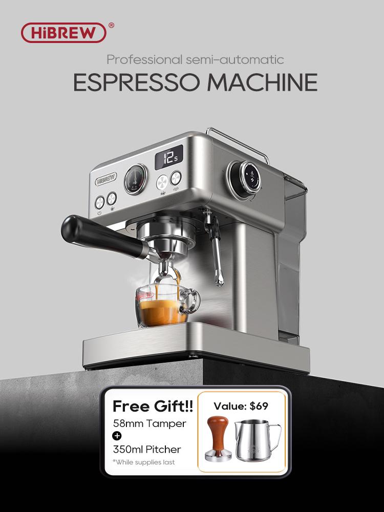 HiBREW H10A Semi Automatic Espresso Coffee Machine, Hot and Cold Extraction, 1.8L Water Tank, 20 Bar Pressure, Adjustable Temperature