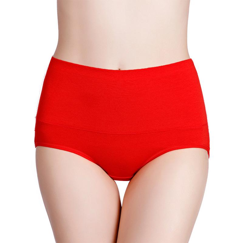 Women Plus Size Solid Color M-7XL Briefs Underwear High Waist Panties Cotton Underpants Lingerie