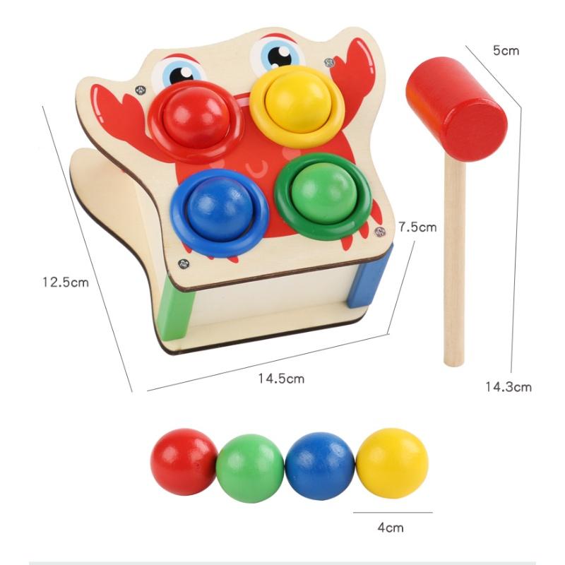 Wooden Pounding Bench Baby Workbench Pound Ball Toy Montessori Toy Color Matching Hand Eye Coordination Fine Motor Training